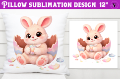 Easter bunny in egg Pillow sublimation | Funny spring bunny Product Image 1