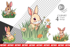 Grass Bunny Clipart Product Image 1