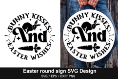 Easter Round Sign SVG Design - Bunny kisses and easter wishe Product Image 4