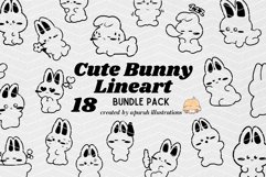 Cute Bunny Lineart Clipart Product Image 1