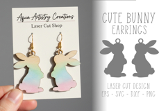 Easter Bunny Looking Up Earrings - Laser Cut SVG Template Product Image 1