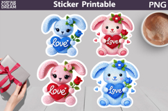 Valentine Bunny Sticker | Bunny Love Heart Sticker Product Image 1