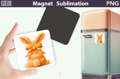 Bunny Easter Magnet | Rabbit Bow Sublimation Product Image 1