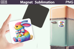 Bunny Easter Magnet | Rabbit Bow Sublimation Product Image 1