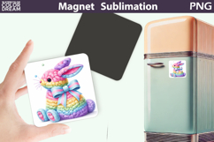 Bunny Easter Magnet | Rabbit Bow Sublimation Product Image 1
