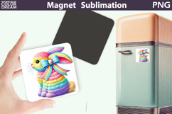 Bunny Easter Magnet | Rabbit Bow Sublimation Product Image 1