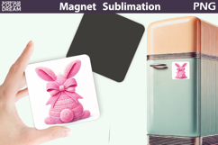 Bunny Easter Magnet | Rabbit Bow Sublimation Product Image 1