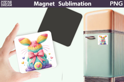 Bunny Easter Magnet | Rabbit Bow Sublimation Product Image 1