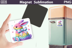 Bunny Easter Magnet | Rabbit Bow Sublimation Product Image 1