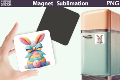 Bunny Easter Magnet | Rabbit Bow Sublimation Product Image 1