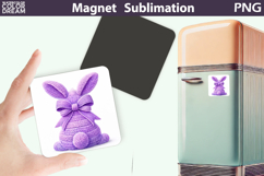 Bunny Easter Magnet | Rabbit Bow Sublimation Product Image 1