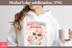 Mothers Day sublimation Mom shirt Happy Mom Coffee Bunny Product Image 2