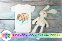 Baby Bunny Sublimation | Bodysuit Print | Watercolor Bunny Product Image 1