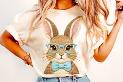 Bunny Patchwork Easter PNG, Faux Yarn Easter PNG, Bunny PNG Product Image 4