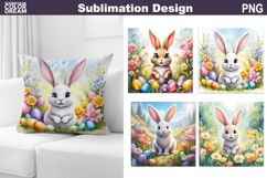 Bunny Easter Pillow | Rabbit Easter Sublimation Product Image 1