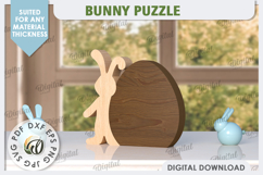 Wooden Easter Bunnies Laser Cut Bundle. Bunny Puzzles SVG Product Image 2
