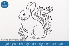 Bunny Embroidery Design: Wildlife Sketch Pattern Product Image 1