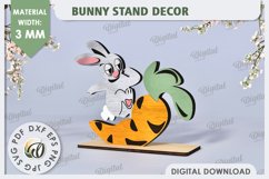 3D Wooden Easter Bunny Laser Cut. Bunny Stand Decor SVG Product Image 1