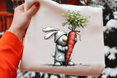 Bunny Suit Gnome with Easter Carrot Clipart Product Image 2