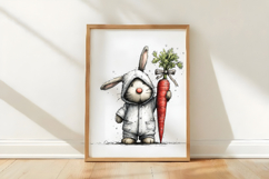 Bunny Suit Gnome with Easter Carrot Clipart Product Image 3