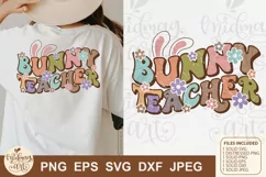 Bunny teacher svg png sublimation, distressed png Product Image 2