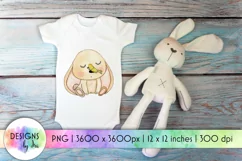 Baby Bunny Sublimation | Bodysuit Print | Watercolor Bunny Product Image 1