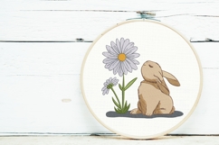 Bunny with Daisy Embroidery Design- Nature Embroidery Product Image 3
