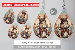 Earring Teardrop Bunny and Flower Product Image 1