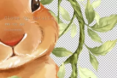 Bunny with green leaves | Rabbit PNG sublimation design Product Image 2