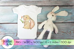 Baby Bunny Sublimation | Bodysuit Print | Watercolor Bunny Product Image 1