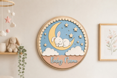Bunny Baby Name Sign SVG | Woodland Nursery Door Sign Product Image 2