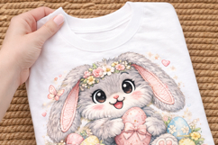 Cute Easter Bunny PNG , Happy Easter Sublimation Clipart Product Image 5