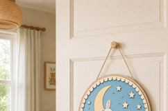 Bunny Baby Name Sign SVG | Woodland Nursery Door Sign Product Image 3
