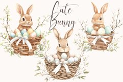 Cute Watercolor Bunny Clipart Product Image 1