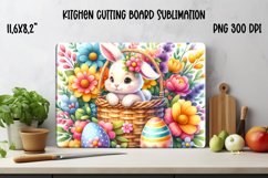 Easter bunny flower kitchen cutting board | Board PNG Product Image 1