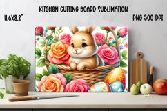 Easter bunny flower kitchen cutting board sublimation PNG Product Image 1