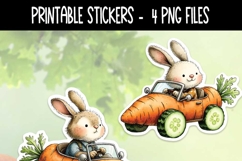 Bunnies In Carrot Cars Easter Stickers | 4 PNG Stickers Product Image 3