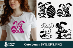 Cute Easter bunny SVG | Easter SVG | Bunny silhouette Product Image 1