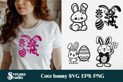 Cute Easter bunny SVG | Easter SVG | Bunny silhouette Product Image 1