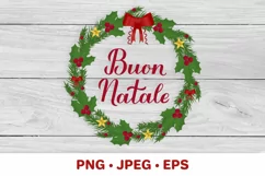 Buon Natale Sublimation. Merry Christmas in Italian. Wreath Product Image 1