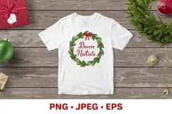 Buon Natale Sublimation. Merry Christmas in Italian. Wreath Product Image 2