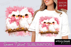 Burds Valentine Square Tshirt Background Cute Valentines Day Product Image 1