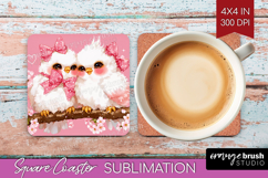 Burds Valentine Square Coaster Cute Valentines Day Coaster Product Image 1
