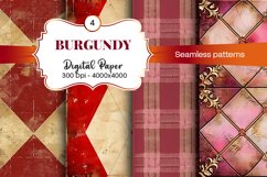 Burgundy Digital Papers | Floral Digital paper Product Image 2