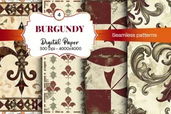 Burgundy Digital Papers | Floral Digital paper Product Image 2