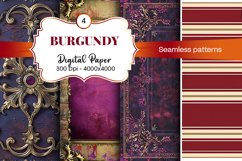 Burgundy Digital Papers | Floral Digital paper Product Image 2