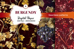 Burgundy Digital Papers | Floral Digital paper Product Image 2