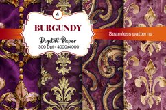 Burgundy Digital Papers | Floral Digital paper Product Image 2