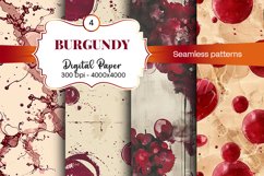 Burgundy Digital Papers | Floral Digital paper Product Image 2