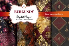 Burgundy Digital Papers | Floral Digital paper Product Image 2